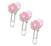 HIAKDOFT 3pcs Creative Zinc Alloy Paper Clips Elegant Flower-Shaped Bookmarks for Office School Scrapbook Note Holding and Decoration Gift for Students and Colleagues