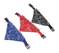 HIAKDOFT 3pcs Dog Bandanas for Large Dogs and Cats, Adjustable Triangle Pet Bandana Bibs Printed Red, Blue, and Black Cotton, Washable Puppy Collar Scarf for Outdoor and Daily Wear