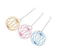 HIAKDOFT 3Pcs Hanging Iron Grass Feeder Balls for Rabbits Small Animals Hay Dispenser Reusable Pasture Feeding Holder Suitable for Birds Chinchillas Guinea Pigs Random Color