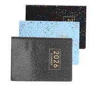 HIAKDOFT 3pcs Mini Academic Planner Daily Notepad with Faux Leather Cover Layflat Sewn Binding Thick Ink Resistant Paper for Students and Professionals Management