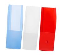HIAKDOFT 3pcs Multi Function Frosted Magazine File Holders with Blue and Red Large Opening Desk Book Organizers for Classroom and Home Document Storage