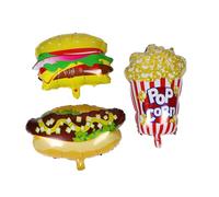 HIAKDOFT 3pcs Party Decoration Balloons Popcorn Inflatable Fast Food Balloon Carnival Theme Party Decorations Movie Movie Night Supplies Aluminum Film