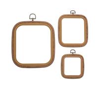 HIAKDOFT 3pcs Plastic Embroidery Hoop Set with Square Frame and Stand, Bamboo-Style Needlework Hoops for Cross Stitch and Quilting Craft Projects