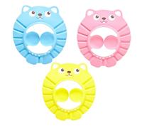 HIAKDOFT 3pcs Shampoo Shield Cartoon Mouse Shower Caps for Bathing Adjustable Lightweight Ear Protection Bath Hats in Pink Yellow Blue