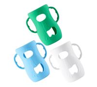 HIAKDOFT 3pcs Silicone Baby Bottle Sleeves with Handles for Babies, Large Size Protective Bottle Covers, Anti-Breakage Silicone Sleeves for Nursery Use, Blue White Green Set