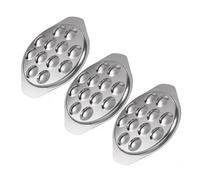 HIAKDOFT 3pcs Stainless Steel Escargot Compartment Plate with Partition for Snails Shellfish Oysters Non-Slip Serving Tray for Seafood Sushi Eggs Smooth Gourmet Dish
