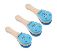 HIAKDOFT 3pcs Wooden Percussion Animal Themed Traditional Castanets for Easy Grip Lightweight Early Music Learning Instrument Enhancing Auditory Rhythm and Motor Skills