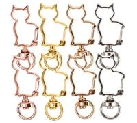 HIAKDOFT 40pcs Cat Shaped Snap Hook Keychain Clips Lightweight Alloy DIY Buckles for Jewelry Accessories Crafting Keyrings in Gold Silver Rose Gold