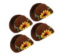 HIAKDOFT 4pcs Adjustable Mini Cowboy Hat for Small Animals Felt Tiny Pet Hats for Hamsters Guinea Pigs Birds Farm-themed Costume Accessories