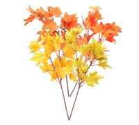 HIAKDOFT 4pcs Artificial Maple Leaf Branches Fall Harvest Festival Decor Realistic Faux Foliage for Autumn Table Centerpiece Thanksgiving Floral Arrangement Multi Color DIY Home Decoration
