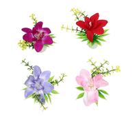HIAKDOFT 4Pcs Artificial Orchid Sushi Plate Decorations Flower Ornaments for Cold Food Dish Display Restaurant Tableware Accent