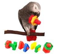 HIAKDOFT 4Pcs Bird Chewing Toys Screw Shape Cage Bite Toys Iq Training Foraging Toys Hanging Parrot Cage Accessories for Medium Large Birds