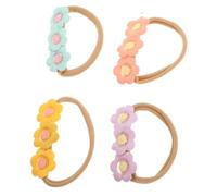 HIAKDOFT 4pcs Daisy Hair Bands for Elastic Soft Nylon Headbands Floral Design for Newborns Boy Girl Everyday Wear and Special Occasions