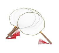 HIAKDOFT 4pcs DIY Blank Round Paddle Fan with Long Handle Double Sided Handheld Fans for Painting Art Projects Classroom Crafts Party Decorations and Family Activities