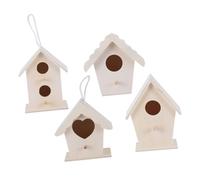 HIAKDOFT 4pcs DIY Wooden Bird Nest for Garden Decoration Natural Wood Material with Heart Shape Double-layer Single-layer and Lace Style Home Adornment for Indoor Outdoor Use