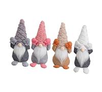 HIAKDOFT 4Pcs Faceless Old Doll Set Non-Woven Fabric Showcase Dolls Desktop Ornaments Christmas Party Supplies in White Pink Grey and Brown