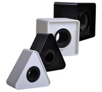 HIAKDOFT 4pcs Microphone Flag Stations with Logo Covers Lightweight Mic Holders for Tv Stations Conferences Interviews Black White Square and Triangle Microphone Props for Professional Use