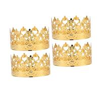 HIAKDOFT 4Pcs Mini Gold Crown Cake Toppers, Small Princess Tiara Decorations for Birthday, Wedding, Bridal Shower Party Cake Centerpieces