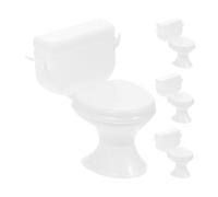 HIAKDOFT 4pcs Mini Toilet Cake Toppers for Party Celebrations Reusable Bathroom Decor Accessories Vibrant Colors Easy to Use Dollhouse Furniture for Single and Group Events