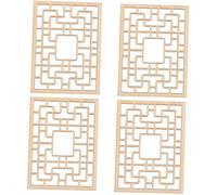 HIAKDOFT 4pcs Miniature Chinese Window Models with Movable Doors Traditional Architectural Style Wooden Dollhouse Accessories DIY Kit for Authentic Miniature House Furniture