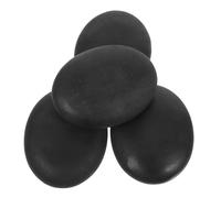 HIAKDOFT 4PCS Natural Basalt Massage Stones Set 9x7cm Curved Black Hot Stone Massage Tool for Foot Care Spa Therapy and Relaxation