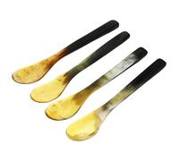 HIAKDOFT 4pcs Ox Horn Spoon Dessert Spoons Mixing Stirring Scoop for Cake and Soup Unique Scoops in Buffalo Horn Material for Coffee and Tiny Usage