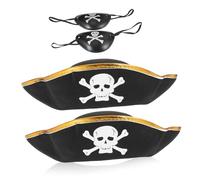 HIAKDOFT 4Pcs Pirate Hats with Eye Masks for Adults Lightweight Costume Caps for Halloween Parties Theater Performances and Dress Up Events Pirate Accessories for Role