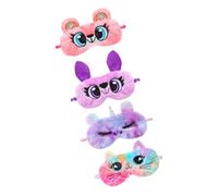 HIAKDOFT 4Pcs Plush Animal Eye Mask Soft Furry Sleeping Blindfolds with Cat Unicorn Designs for Light Sleepers and Travel
