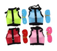 HIAKDOFT 4pcs Rabbit Harness Vest Set with Leash, Breathable Mesh Small Animal Chest Harnesses for Outdoor Walking, Medium Size, Pink Blue Green for Rabbits, Hamsters, Guinea Pigs, Ferrets