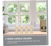HIAKDOFT 4pcs Roman Column Candle Holders Mini Desktop Decoration Beige Pillar Candle Stands for Micro Landscape and Mini House Table