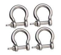 HIAKDOFT 4pcs Stainless Steel Horseshoe Shaped D Shackle for Lifting and Towing Heavy Duty Metal Rigging Shackles with Screw Pin for Vehicle and Hauling