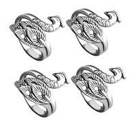 HIAKDOFT 4Pcs Vintage Metal Knitting Loop Rings Multifunctional Finger Crochet Ring Yarn Winder Sewing Tool Peacock Design for Faster Crafting and Knitting Enthusiasts