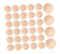 HIAKDOFT 50 Pcs Large Round Lotus Wood Beads No Hole Solid Craft Balls for DIY Painting Carving Jewelry Making Accessories Natural Wood Color