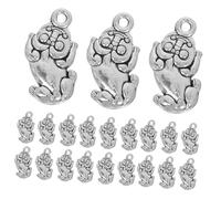 HIAKDOFT 50pcs Alloy Pi Yao Feng Shui Charms Double-sided Antique Silver Pendants for DIY Jewelry Making Traditional Chinese Lucky Wealth Symbol Craft Accessories