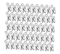 HIAKDOFT 50pcs Antique Silver Alloy Alphabet N Pendant Charms for DIY Jewelry Making Crafting Accessories for Necklaces Bracelets Keychains Stylish Letter Pendants for Creative Projects