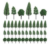 HIAKDOFT 50pcs Miniature Plastic Model Trees with Base for Model Train Scenery, DIY Micro Landscape, Artificial Mini Tree Decor for Railway and Village Accessories