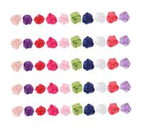 HIAKDOFT 50pcs Mixed Color Ribbon Roses Mini Faux Flowers DIY Craft Decorative Accessories for Wedding Gift Packaging Hair and Clothing Embellishments