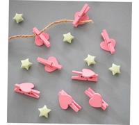 HIAKDOFT 50pcs Pink Heart Shaped Wooden Clips Desktop Photo Holder Paper Clamp for Office Memo and Document Organization with Polished Surface and Construction