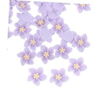 HIAKDOFT 50pcs Purple Resin Flower Charms DIY Miniature Floral Decorations for Hair Clips Phone Case Crafting Embellishments Lightweight Five-petal Resin Flowers for Creative Handmade