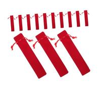 HIAKDOFT 50pcs Red Drawstring Pen Pouch Soft Thickened Velvet Fountain Pen Case Protective Sleeve Organizer for Office School Travel Portable Stylish Storage for Writing Tools