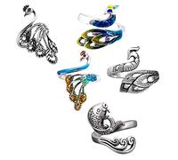 HIAKDOFT 5Pcs Adjustable Alloy Knitting Loop Rings Multi Purpose Unisex Finger Rings for Thread Control Vintage Braided Design for Faster Knitting Scarves and Sweaters Fine Polished Craft