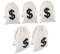 HIAKDOFT 5pcs Canvas Drawstring Pouches Small Jewelry Storage Bags with Alphabet Signs Portable Cotton Linen Bags for Sundries Performance Props and Daily Use