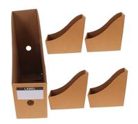 HIAKDOFT 5Pcs Kraft Paper Desktop File Organizer with Independent Vertical Bookshelf Holders for Office and Student Document Storage Practical Desktop Rack for Files Magazines and Books