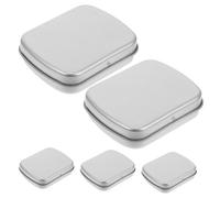 HIAKDOFT 5pcs Mini Metal Jewelry Storage Boxes with Hinged Lids Small Rectangular Tin Containers for Mints and Trinkets Portable Compact Design Protective Seal Stylish Silver Finish