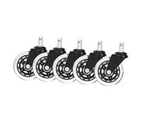 HIAKDOFT 5PCS Premium PU Transparent Caster Wheels for Office Chairs Furniture Wheels with Stem Smooth Silent Glide Floor Protecting Replacement for Home and Office