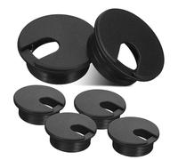 HIAKDOFT 6 Pcs Abs Plastic Desk Cable Grommets Shaped Opening Round Wire Hole Covers for Office and Home Reusable Impact-resistant Cable Organizers for Tidy Workspaces Black