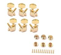 HIAKDOFT 6 PCS Gold Plated Semi Closed Guitar Tuning Pegs Lr with Ferrules Screws for Acoustic Electric Bass Replacement Machine Heads Metal Vintage Design
