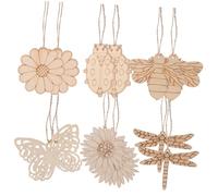 HIAKDOFT 60pcs Unfinished Wooden Cutouts DIY Craft Shapes Lightweight Blank Wood Slices for Painting Graffiti Creativity Home Decor Party Decorations