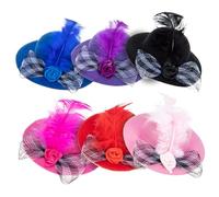 HIAKDOFT 6Pcs Adjustable Lace Edge Hen Hats for Pet Chickens and Parrots Wear-resistant Decorative Bird Headwear in Blue Pink Black Red Purple Rose Red Festive Accessories for Poultry and