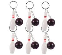 HIAKDOFT 6pcs Bowling Pin Keychains Bulk Lightweight Bowling Ball Pendant Party Favors for Boys Birthday Gifts